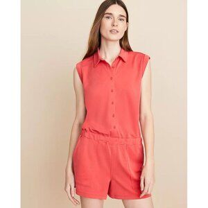 Lou & Grey Womens Sandwashed Utility Romper Red Size Small